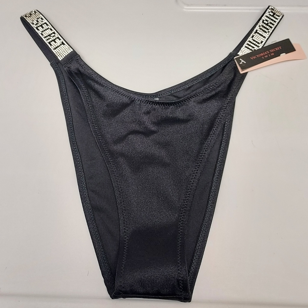 🖤 Victoria's Secret Women's M Junior's L Rhinestone Sparkly Swim Bottom - Picture 2 of 5
